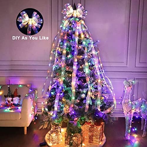 Turnmeon [ארוך במיוחד 40 ft 120 סרט LED סרט עץ חג המולד אורות אורות, מתאם שכבה כפולה מופעל כפול חוט נחושת פיות אורות מיתר